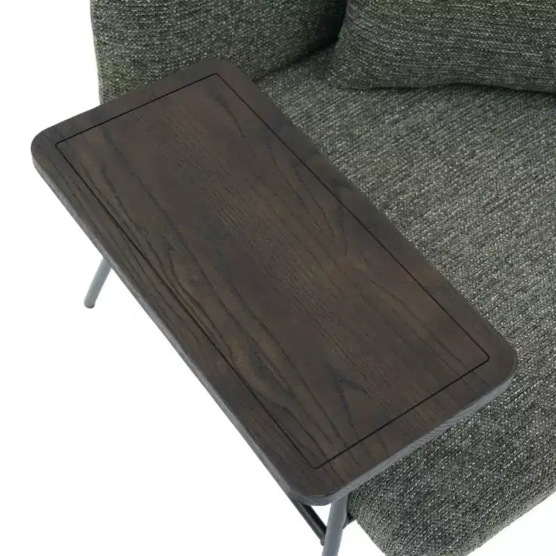 Chenille Upholstered Single Sofa with Side Table