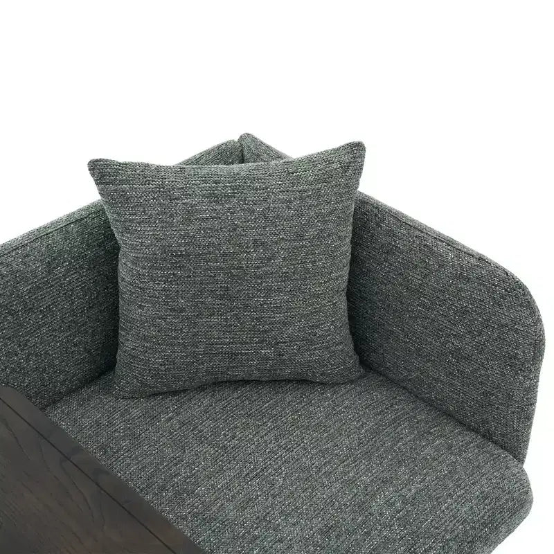 Chenille Upholstered Single Sofa with Side Table