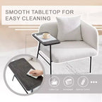 Chenille Upholstered Single Sofa with Side Table