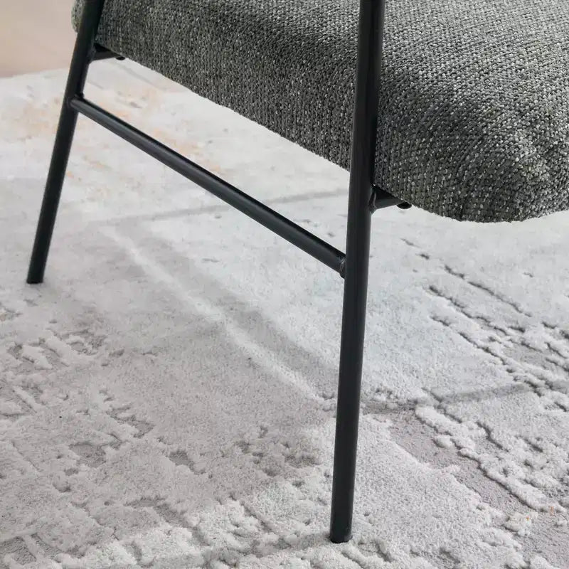 Chenille Upholstered Single Sofa with Side Table