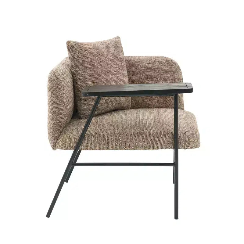 Chenille Upholstered Single Sofa with Side Table