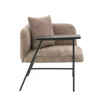 Chenille Upholstered Single Sofa with Side Table