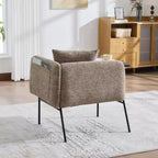 Chenille Upholstered Single Sofa with Side Table