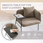 Chenille Upholstered Single Sofa with Side Table