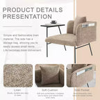Chenille Upholstered Single Sofa with Side Table