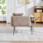 Chenille Upholstered Single Sofa with Side Table