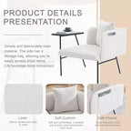 Chenille Upholstered Single Sofa with Side Table