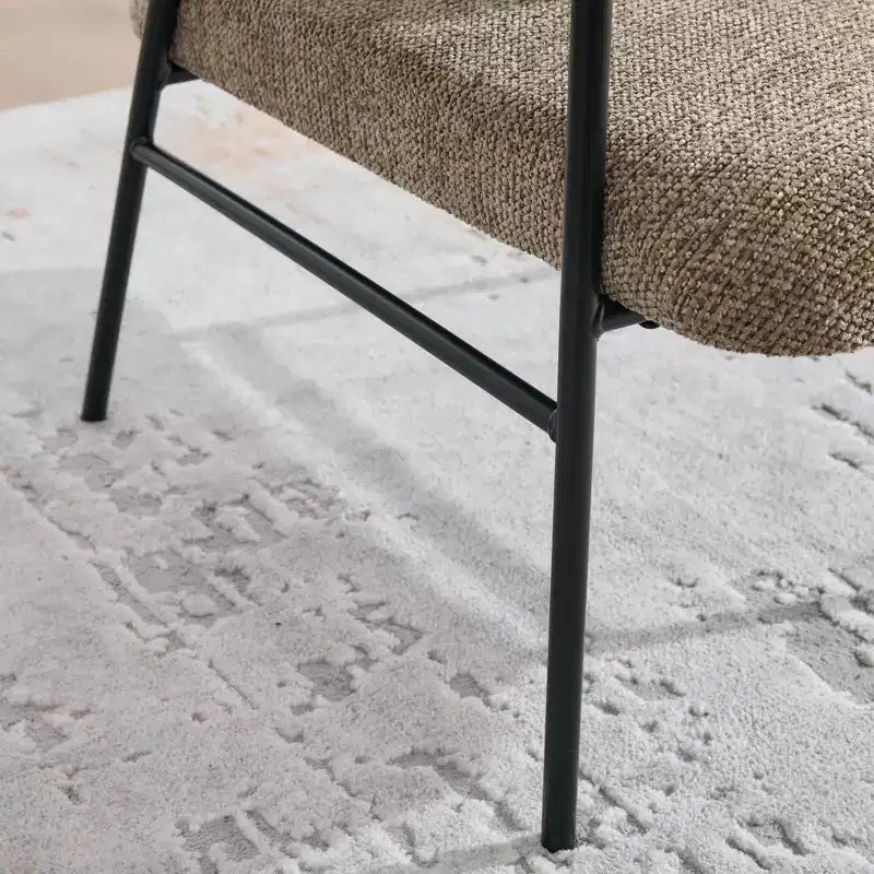 Chenille Upholstered Single Sofa with Side Table
