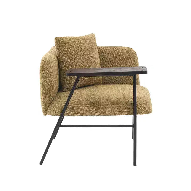 Chenille Upholstered Single Sofa with Side Table