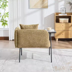 Chenille Upholstered Single Sofa with Side Table