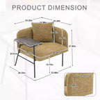 Chenille Upholstered Single Sofa with Side Table