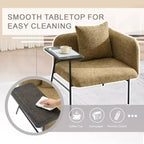 Chenille Upholstered Single Sofa with Side Table