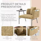 Chenille Upholstered Single Sofa with Side Table