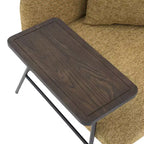 Chenille Upholstered Single Sofa with Side Table