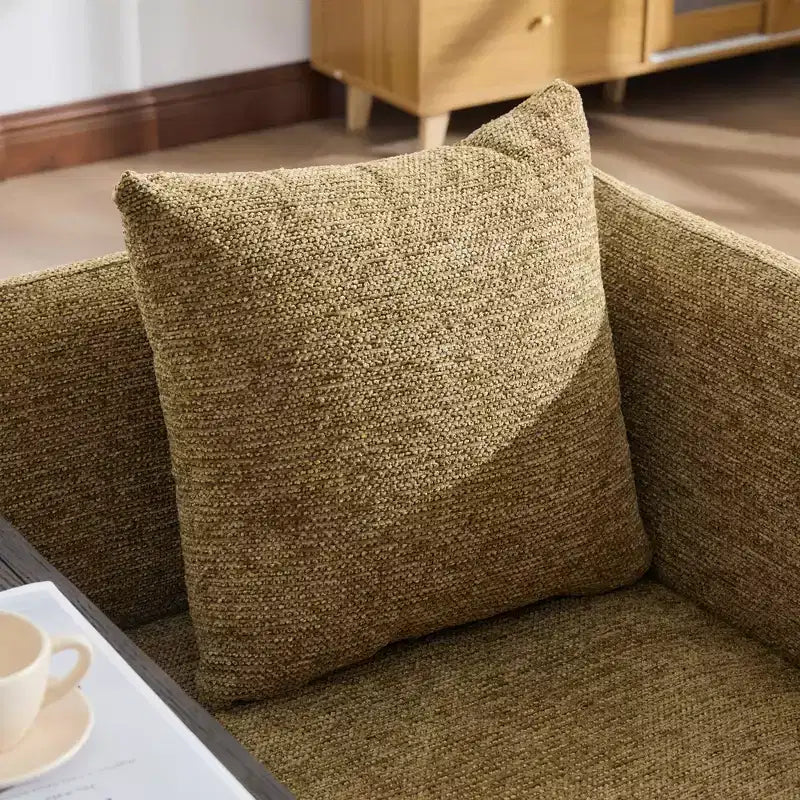 Chenille Upholstered Single Sofa with Side Table