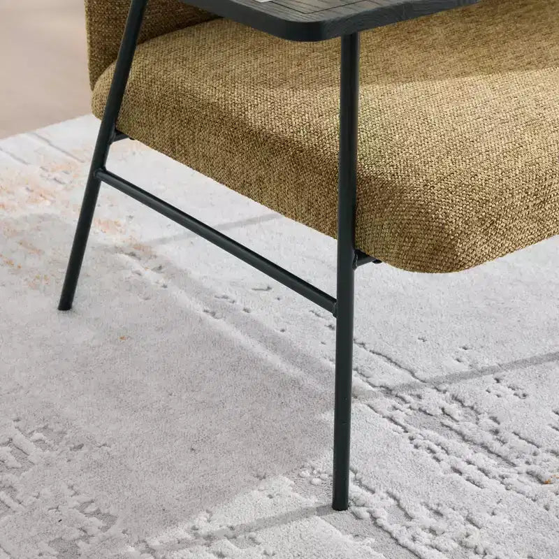 Chenille Upholstered Single Sofa with Side Table