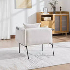 Chenille Upholstered Single Sofa with Side Table