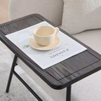 Chenille Upholstered Single Sofa with Side Table