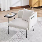 GDFStudio CozyDock Chenille Upholstered Single Sofa with Side Table
