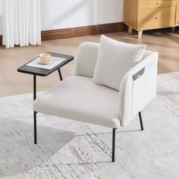 GDFStudio CozyDock Chenille Upholstered Single Sofa with Side Table