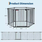 Adjustable Pet Gate with Locking Door - Expandable to 201.6 Inches, 3-8 Panel Metal Dog Barrier, Freestanding Home Safety Fence