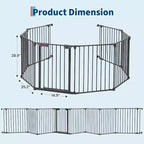 Adjustable Pet Gate with Locking Door - Expandable to 201.6 Inches, 3-8 Panel Metal Dog Barrier, Freestanding Home Safety Fence