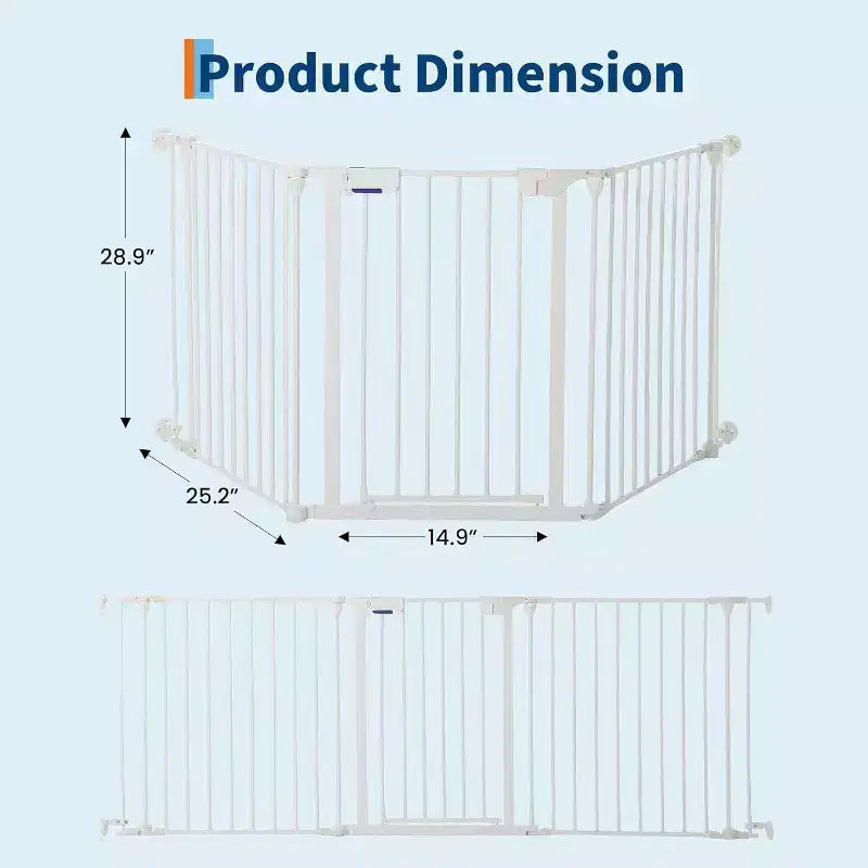 Adjustable Pet Gate with Locking Door - Expandable to 201.6 Inches, 3-8 Panel Metal Dog Barrier, Freestanding Home Safety Fence