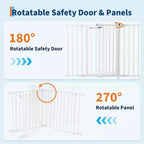 Adjustable Pet Gate with Locking Door - Expandable to 201.6 Inches, 3-8 Panel Metal Dog Barrier, Freestanding Home Safety Fence