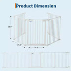 Adjustable Pet Gate with Locking Door - Expandable to 201.6 Inches, 3-8 Panel Metal Dog Barrier, Freestanding Home Safety Fence