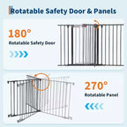 Adjustable Pet Gate with Locking Door - Expandable to 201.6 Inches, 3-8 Panel Metal Dog Barrier, Freestanding Home Safety Fence