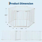 Adjustable Pet Gate with Locking Door - Expandable to 201.6 Inches, 3-8 Panel Metal Dog Barrier, Freestanding Home Safety Fence