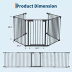 Adjustable Pet Gate with Locking Door - Expandable to 201.6 Inches, 3-8 Panel Metal Dog Barrier, Freestanding Home Safety Fence