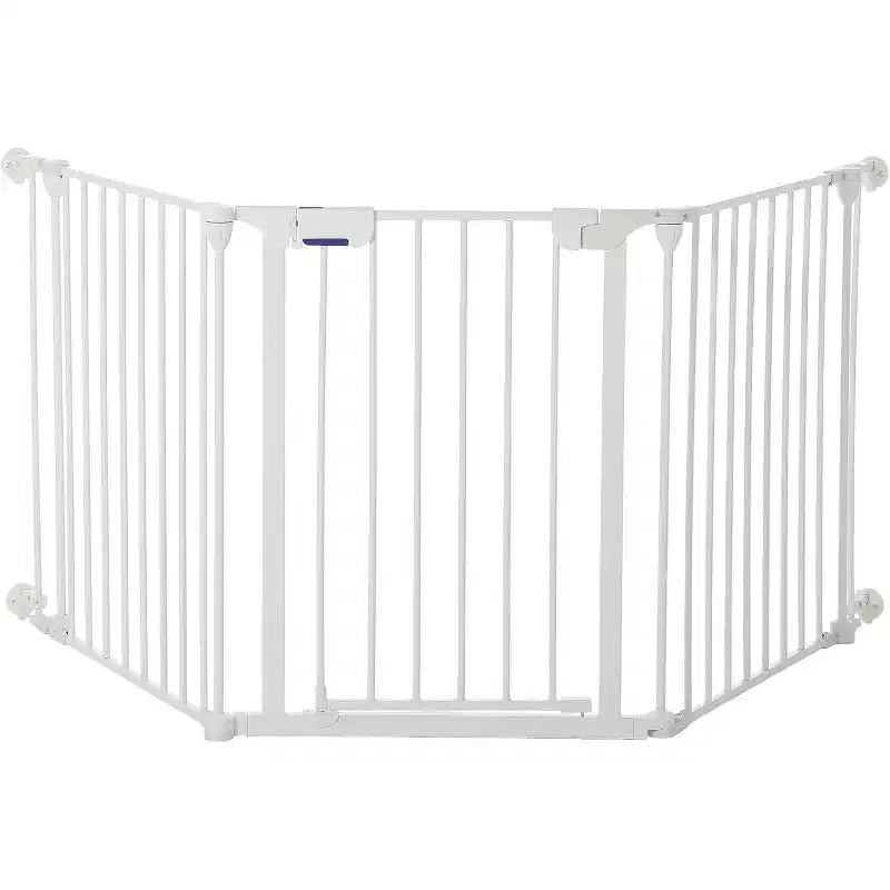 Adjustable Pet Gate with Locking Door - Expandable to 201.6 Inches, 3-8 Panel Metal Dog Barrier, Freestanding Home Safety Fence