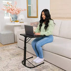 Adjustable Height Folding Tray Table Black