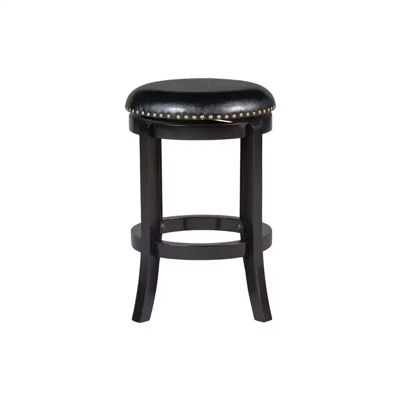 Swivel 24" Counter Height Barstool Hardwood/Black - : Brass Nailhead Trim, Durable Flared Legs