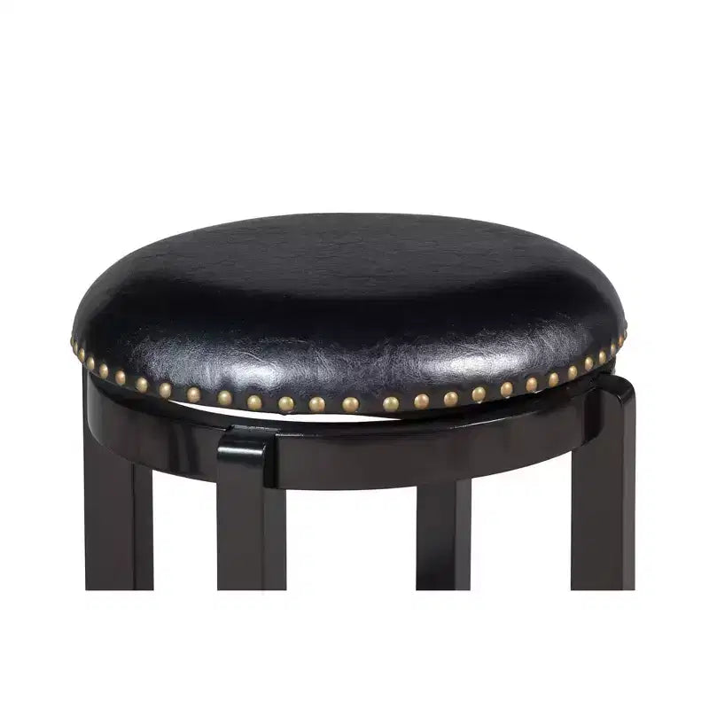 Swivel 24" Counter Height Barstool Hardwood/Black - : Brass Nailhead Trim, Durable Flared Legs