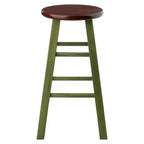 24"Ivy Counter Height Barstool - Green - : Round, Backless, Wood Frame, Spot Clean, Fixed Height
