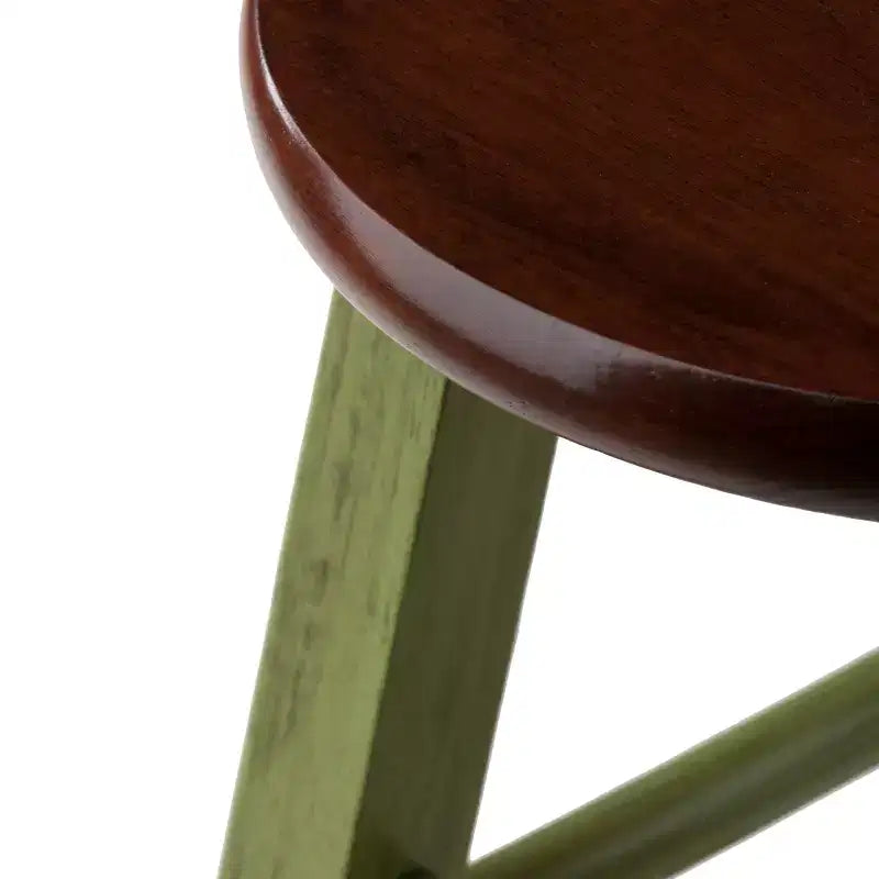 24"Ivy Counter Height Barstool - Green - : Round, Backless, Wood Frame, Spot Clean, Fixed Height