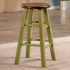 24"Ivy Counter Height Barstool - Green - : Round, Backless, Wood Frame, Spot Clean, Fixed Height
