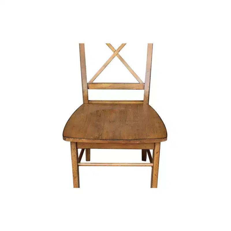 2 X Back Chairs with Solid Wood Seat Pecan: Hardwood Frame, Spot Clean