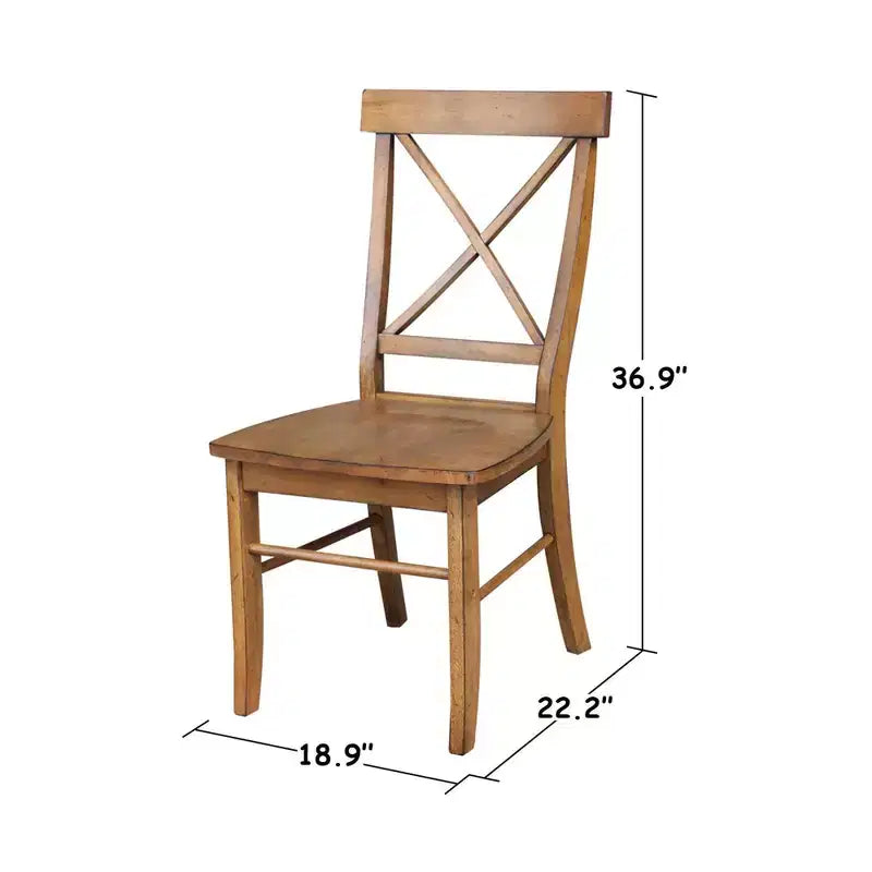 2 X Back Chairs with Solid Wood Seat Pecan: Hardwood Frame, Spot Clean