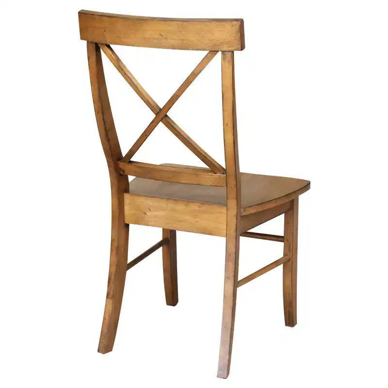 2 X Back Chairs with Solid Wood Seat Pecan: Hardwood Frame, Spot Clean