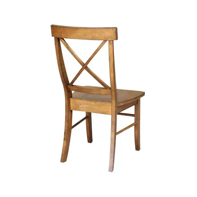 2 X Back Chairs with Solid Wood Seat Pecan: Hardwood Frame, Spot Clean
