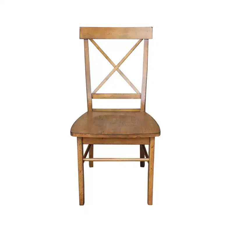 2 X Back Chairs with Solid Wood Seat Pecan: Hardwood Frame, Spot Clean