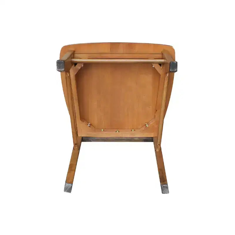 2 X Back Chairs with Solid Wood Seat Pecan: Hardwood Frame, Spot Clean