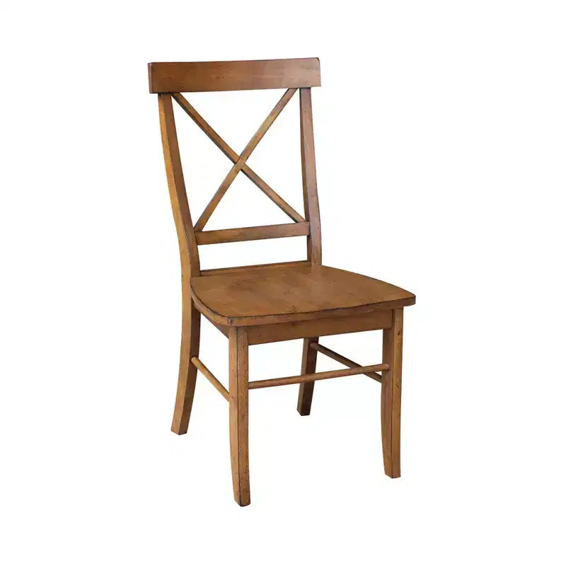 2 X Back Chairs with Solid Wood Seat Pecan: Hardwood Frame, Spot Clean