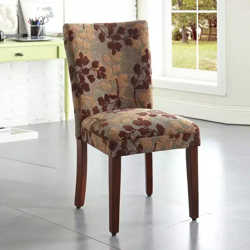 Dining Chair Brown/Tan - : Upholstered, Wood Legs, Foam Cushion, Spot Clean