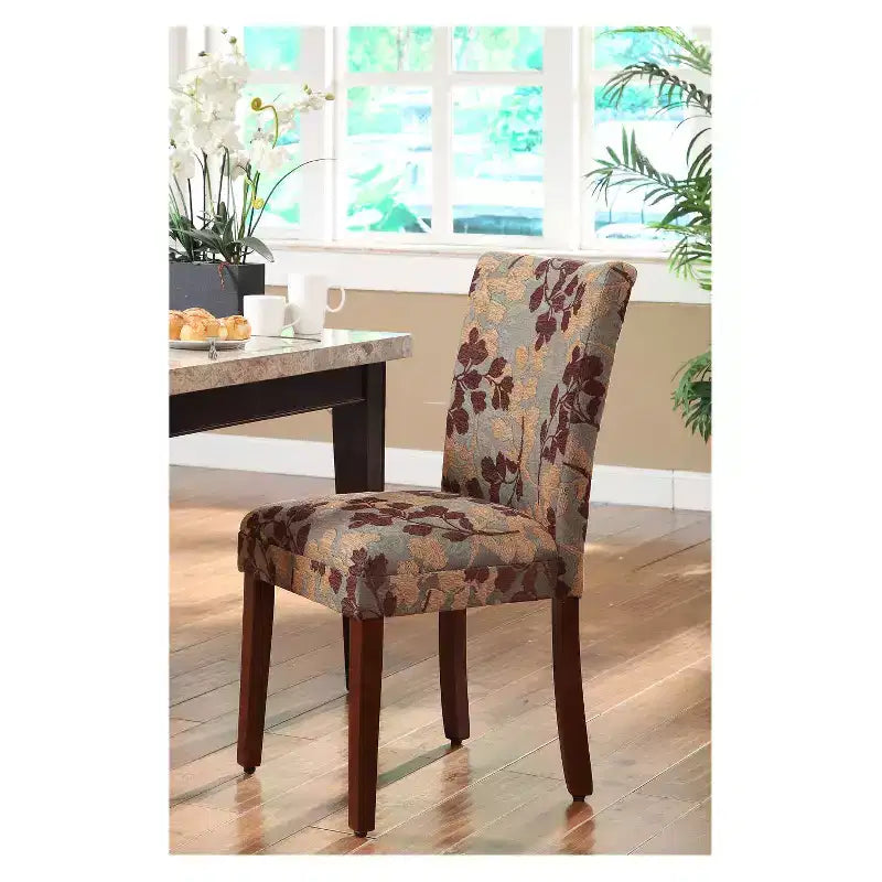 Dining Chair Brown/Tan - : Upholstered, Wood Legs, Foam Cushion, Spot Clean