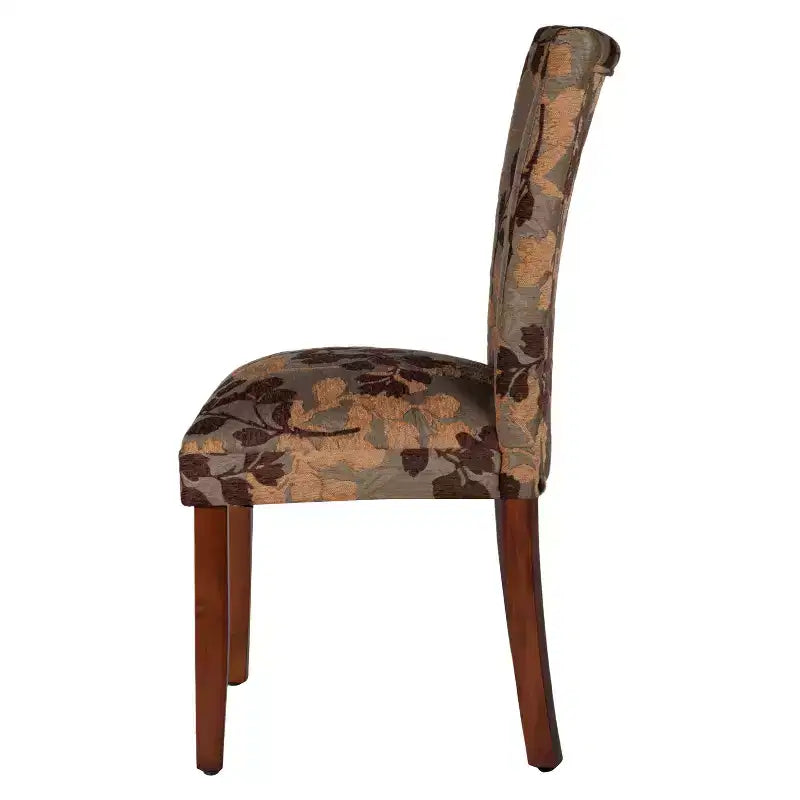 Dining Chair Brown/Tan - : Upholstered, Wood Legs, Foam Cushion, Spot Clean