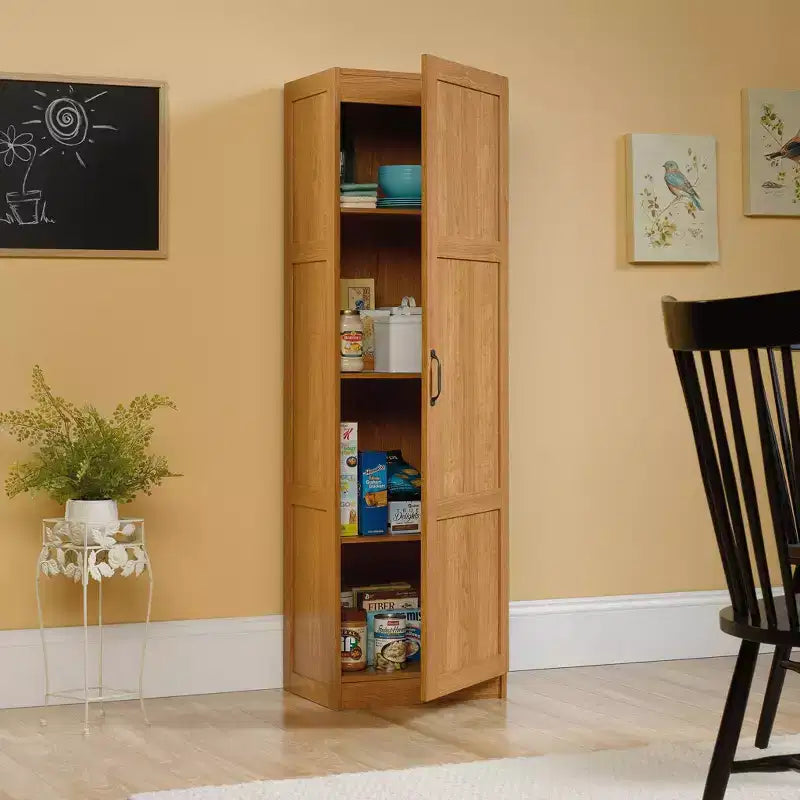 Pantry Storage Cabinet Highland Oak - : Traditional Style, 3 Adjustable Shelves, Particle Board Construction